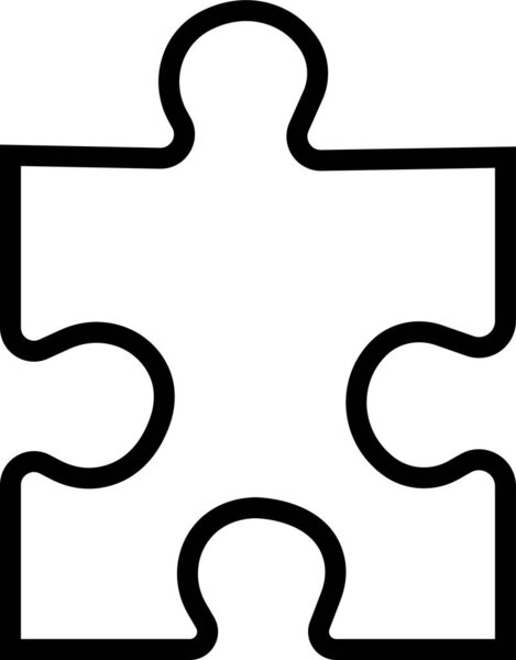 Puzzle piece black icon isolated on transparent background. Vector square presentation editable stroke thin line. Abstract infographic explanatory text field for business statistics.