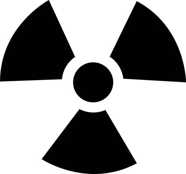 Radioaktywny Wektor Czarny Ikona Płaski Symbol Ostrzegawczy Promieniowania Przejrzyste Tło — Wektor stockowy