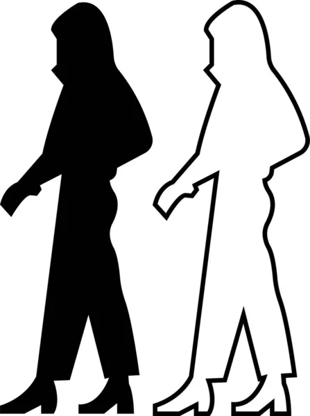 Silhouettes Femmes Groupe Travail Des Employés Permanents Entreprise Noir Icône — Image vectorielle