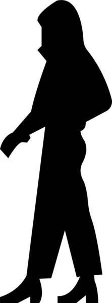 Силуэты Женщины Стоящей Работу Заполненной Иконой Бизнес Работницы Черной Векторной — стоковый вектор