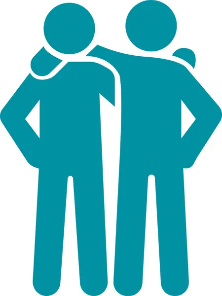 İki Dostluk İlişkisi Takım Arkadaşı Icon Pictogram. Mavi vektör koleksiyonu beyaz arkaplanda izole edildi. Web sitesi ve uygulama için simge kullanımı.