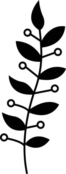 Icono Rama Árbol Elemento Floral Minimalista Dibujado Mano Negro Estilo — Vector de stock