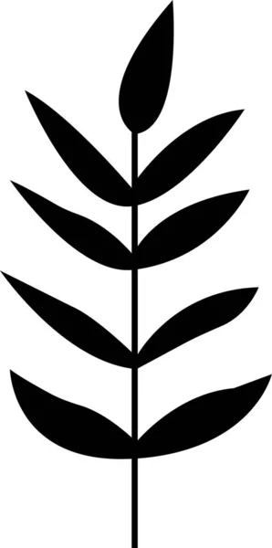 ツリーブランチアイコン 野生および庭の植物 葉のためのフラット アート様式の手描きの花の最小要素黒 タトゥー 結婚式の招待のためのベクトル — ストックベクタ