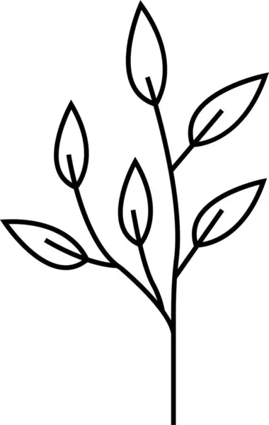 Εικονίδιο Κλαδιού Χειροποίητο Floral Minimal Στοιχείο Μαύρο Στυλ Line Art — Διανυσματικό Αρχείο