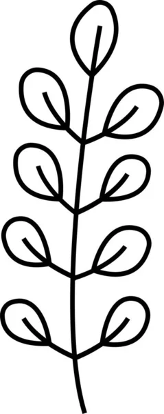 Εικονίδιο Κλαδιού Χειροποίητο Floral Minimal Στοιχείο Μαύρο Στυλ Line Art — Διανυσματικό Αρχείο