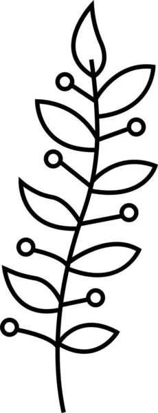 Icône Branche Arbre Elément Floral Minimaliste Dessiné Main Noir Dans — Image vectorielle