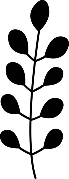 Icono Rama Árbol Elemento Floral Minimalista Dibujado Mano Negro Estilo — Vector de stock