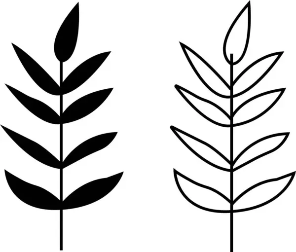ツリーブランチアイコンセット 手描きフラットまたはラインアートスタイルで花の最小要素コレクション 野生植物 タトゥー 結婚式の招待のためのベクトル — ストックベクタ