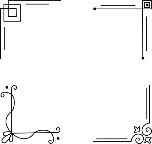 Набір Піктограм Рамки Кута Doodle Ручний Векторний Дільник Квітковою Геометричною — стоковий вектор