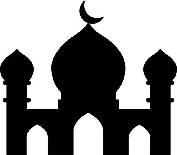 Islámská Mešita Minaret Ikona Dómu Islámská Šablona Šablona Vzor Černá — Stockový vektor