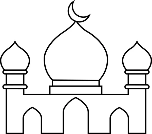 Islámská Mešita Minaret Ikona Dómu Islámská Šablona Šablona Vzor Čára — Stockový vektor