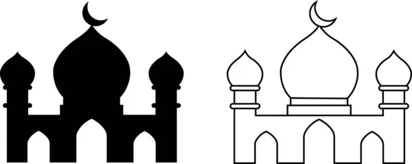 Islámská Mešita Minaret Dóm Ikony Nastavit Islámská Šablona Šablona Vzor — Stockový vektor
