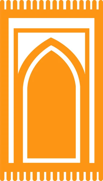 Gebetsteppich Mit Arabischem Blumenbogen Traditionell Islamischer Hintergrund Orange Farbe Flache — Stockvektor