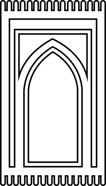 Gebetsteppich Mit Arabischem Blumenbogen Traditionell Islamischer Hintergrund Liner Design Icon — Stockvektor