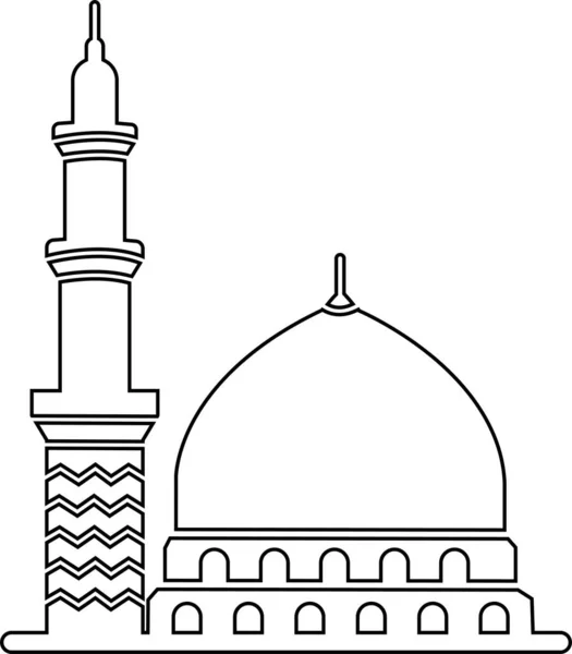 Medine Şehrinin Kutsal Muhammed Cami Vektör Simgesi Tasarımı Arap Kültürü — Stok Vektör