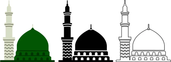 Medina City Holy Concept Minar Prophet Muhammad Mosque Vector Icon — Stock Vector