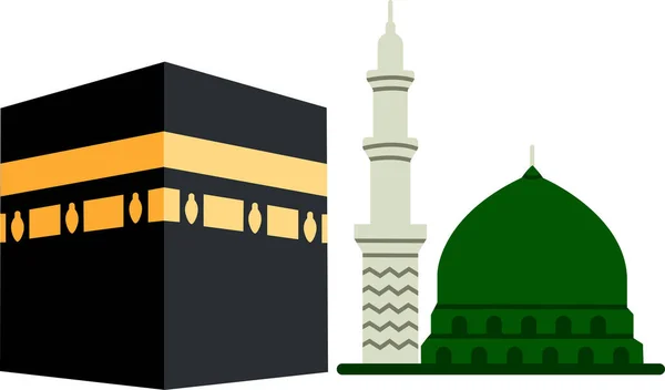 Кааба Мекка Мадина Пак Исламская Священная Мечеть Аль Харам Белом — стоковый вектор