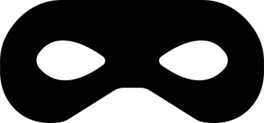 Maskeli süper kahraman karnaval kötü adamı ya da hırsız vektör ikonu. Siyah yassı maskeli maskeli balo maskeli gizli yüz koleksiyonu. Tebdili kıyafet tiyatro partisi maskeli şekil sanatı.