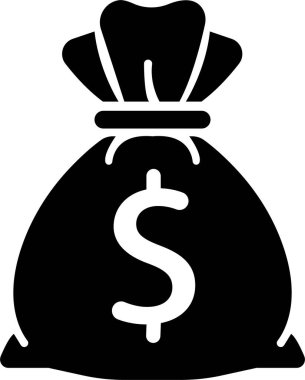 Para torbası simgesi beyaz arkaplanda izole edilmiş düz stil vektörü. Dolar işaretli Siyah Para Çuvalı İşaret İşareti. Web ve uygulama için koleksiyon kullanımı.