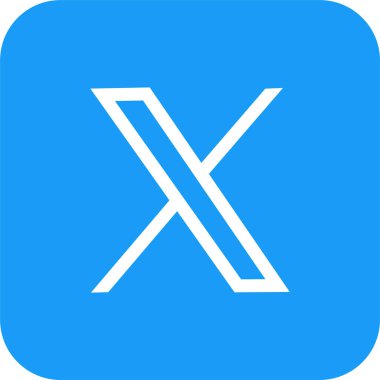 Yeni Twitter x.com simgesi mavisi. Twitter 'ın popüler sosyal medya simgesi anında kurye logosu. Editör vektörü. Twitter 'ın yeni logosunun izole edilmiş bir vektör biçimi