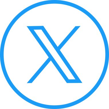 Yeni Twitter x.com simgesi mavisi. Twitter 'ın popüler sosyal medya simgesi anında kurye logosu. Editör vektörü. Twitter 'ın yeni logosunun izole edilmiş bir vektör biçimi