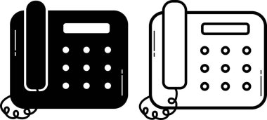 Sabit hat Telefon simgesi düz ya da satır sembolü. Telefon, eski telefon logosu, çağrı işareti, şekil koleksiyonu. Telefonu çaldırmak basit. - Evet. Ofis için saydam arkaplan kullanımında siyah vektör izole edildi.