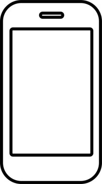 Cep telefonu hattı simgesi. Dokunmatik ekranlı akıllı telefon logosu çağrı kodu. Promosyon teknolojisi görüntü aygıtı şablonu. Web veya uygulama için saydam arkaplan kullanımında siyah vektör izole edildi