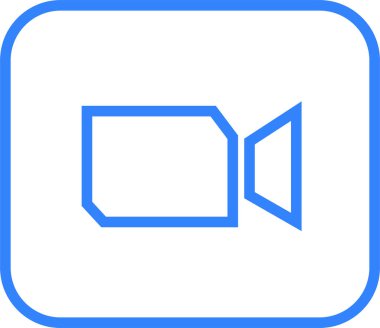 Kameranın mavi simgesini yakınlaştır. Saydam arkaplanda izole edilmiş editoryal düz çizgi vektörü. Canlı konferans görüntülü aramalar sohbet ve aynı anda birden fazla kişiyle webinarlar.