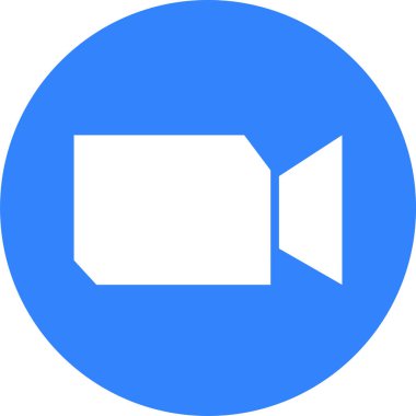 Kameranın mavi simgesini yakınlaştır. Saydam arkaplanda izole edilmiş editoryal düz çizgi vektörü. Canlı konferans görüntülü aramalar sohbet ve aynı anda birden fazla kişiyle webinarlar.