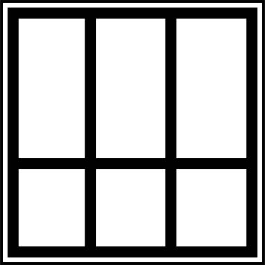 Pencere simgesi tasarım şablonu, vektör sembolü beyaz arkaplanda izole edilmiş düz çizgi biçiminde. Doğrusal tarzda en iyi resim koleksiyonu. Klasik mimari öğeler. Basit tasarım logosu.