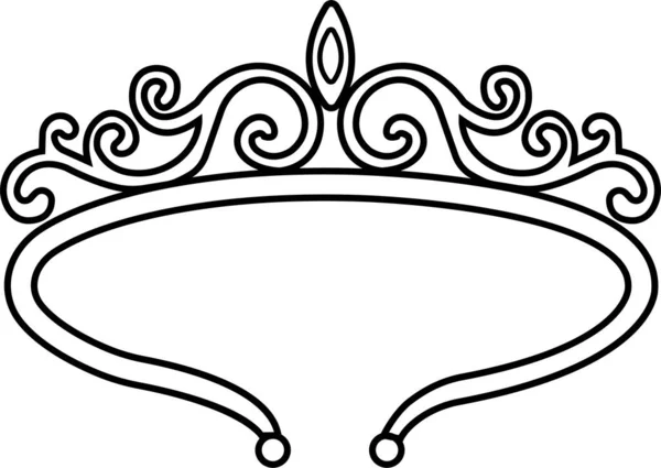 Ювелірні Чорні Контури Значок Жіночі Аксесуари Коронна Ікона Діамантами Перлиною — стоковий вектор