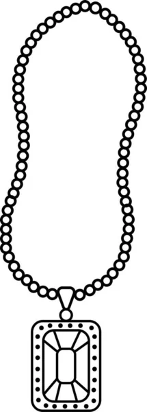 Jewelry Black Outline Icon Women Accessories Necklace Bracelet Diamonds Pearl — Stock Vector