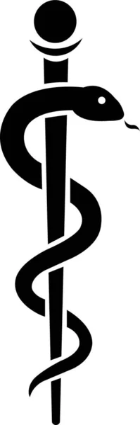 Beyaz zemin üzerinde sopa vektörü olan yılan tıbbi sembolü simgesi. Tıbbi uygulamalar ve web siteleri için Hermes sağlık hizmetleri ikonu Caduceus.