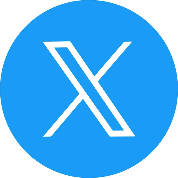 Yeni Twitter x.com simgesi mavisi. Twitter 'ın popüler sosyal medya simgesi anında kurye logosu. Editör vektörü. Twitter 'ın yeni logosunun izole edilmiş bir vektör biçimi