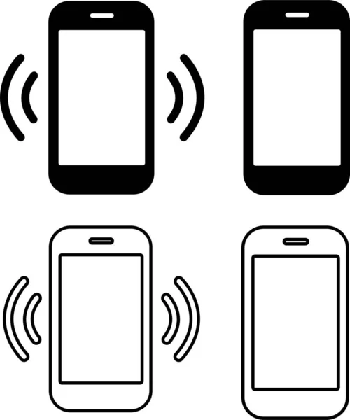 Phone Icon Set Flat Line Symbol Smart Phone Simple Phone — Stock Vector