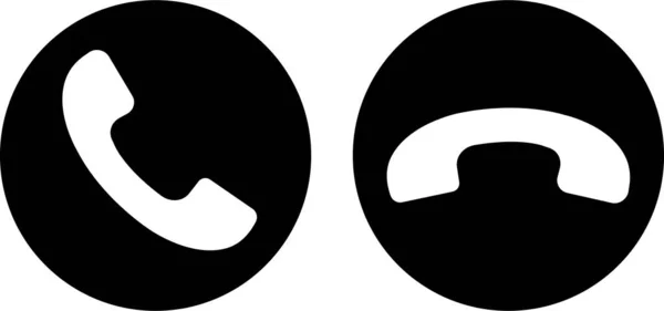 Звони Набор Икон Символы Телефонного Звонка Ответ Отказ Черная Плоская — стоковый вектор