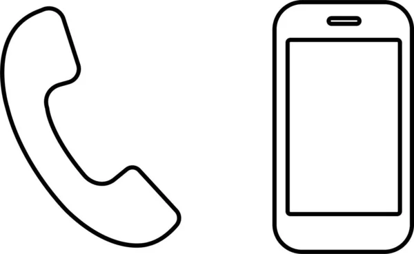 Icono Del Teléfono Establecer Símbolo Línea Teléfono Inteligente Forma Señal — Archivo Imágenes Vectoriales