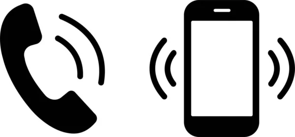 Набор Значков Телефона Плоский Символ Смартфон Простой Логотип Телефона Контактная — стоковый вектор
