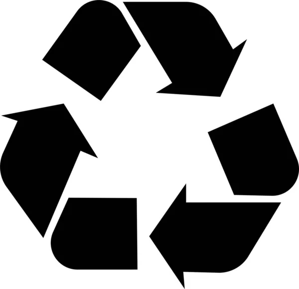 Reciclar Ícone Liso Preto Isolado Fundo Transparente Reciclagem Símbolo Vetor —  Vetores de Stock
