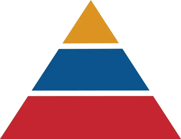 Tres Nivel Pirámide Colorido Vector Icono Dividida Cortada Tercios Espacio — Archivo Imágenes Vectoriales