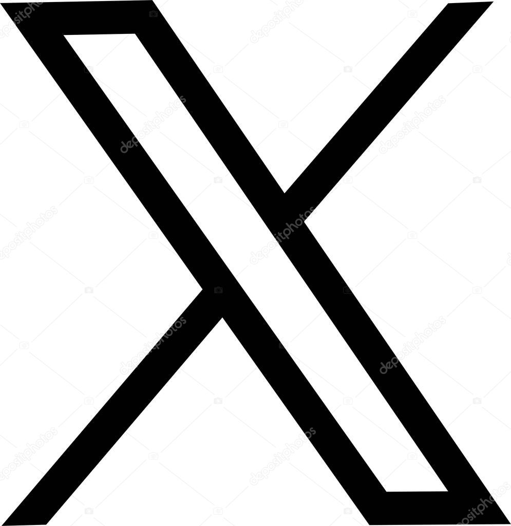 New Twitter x.com icon black. Popular social media button icon instant messenger logo of Twitter. Editorial vector. An isolated vector format image of Twitter's new logo
