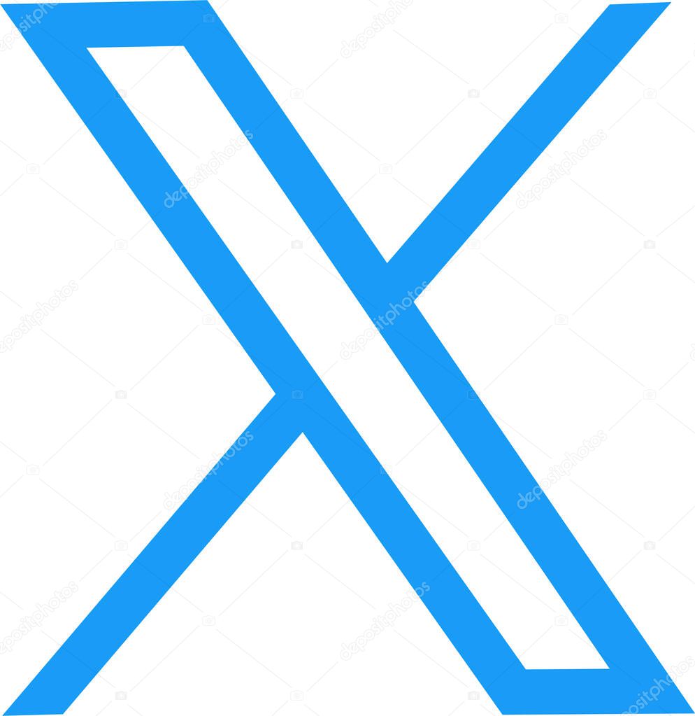 New Twitter x.com icon blue. Popular social media button icon instant messenger logo of Twitter. Editorial vector. An isolated vector format image of Twitter's new logo