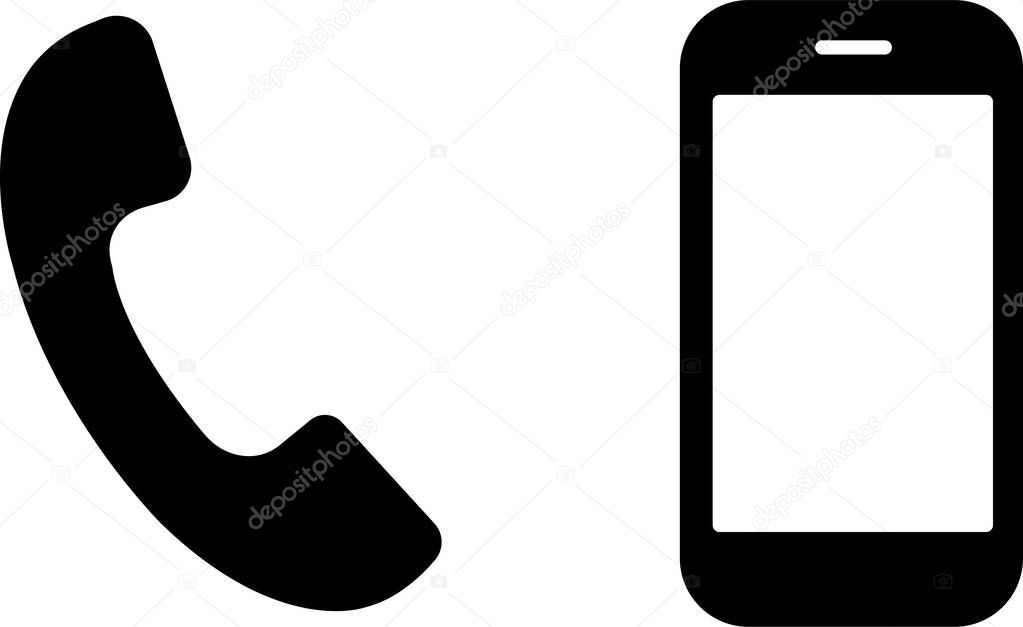 Phone icon set flat symbol . Smart phone, simple phone logo contact call sign shape . Mobile phone simple collection. Black vector Isolated on transparent background use for web or app.
