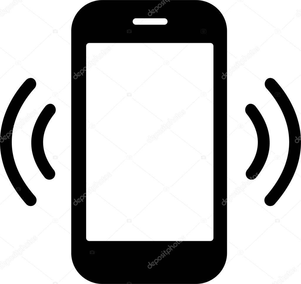 Mobile phone flat icon symbol . Smart phone logo contact call sign shape with touch screen . Ringing phone call icon . Black vector Isolated on transparent background use for web or app.