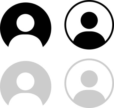 Avatar hesap simgesi grafik ve web tasarımı için şeffaf arkaplan üzerinde izole edilmiş düz vektör ayarla. Öntanımlı sosyal medya profili fotoğraf sembolü koleksiyonu. Profil ve insanlar siluet kullanıcı simgesi.