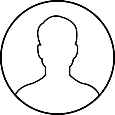 İş avatarı profili siyah taslak simgesi. Transparan arkaplanda izole edilmiş kullanıcı çizgisi vektör sembolü olan adam. Sosyal ağ veya internet için farklı yüzlerden erkek profili.