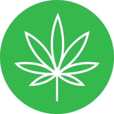 Kenevir yaprağı ikonu. Kenevir marihuana yaprağı vektör sembolü yeşil renkte. CBD ot yaprağı, internet sitesi Bilgisayar ve mobil için organik, izole düz ve çizgi sembolü imzaladı.
