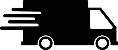 Kamyon simgesi. Yük, ulaştırma sembolü vektörü şeffaf arkaplanda izole edildi. Ulaşım uygulamaları ve web siteleri için hızlı hareket eden nakliye kamyonu düz sanat kullanımı