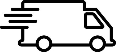 Kamyon simgesi. Yük, ulaştırma sembolü vektörü şeffaf arkaplanda izole edildi. Ulaşım uygulamaları ve web siteleri için hızlı nakliye kamyonu çizelgesi kullanımı