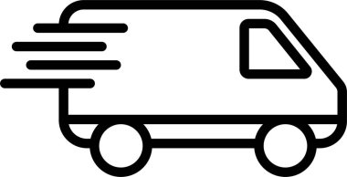 Kamyon simgesi. Yük, ulaştırma sembolü vektörü şeffaf arkaplanda izole edildi. Ulaşım uygulamaları ve web siteleri için hızlı nakliye kamyonu çizelgesi kullanımı